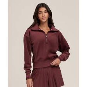 Wilson Luxe Half-Zip Pullover Sweatshirt in Deep Burgundy